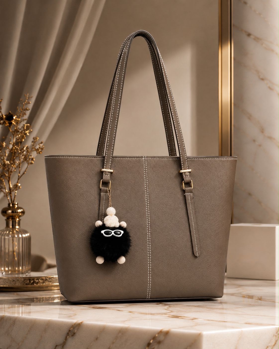 High Quality Tote Bag With Free Fur Keychain