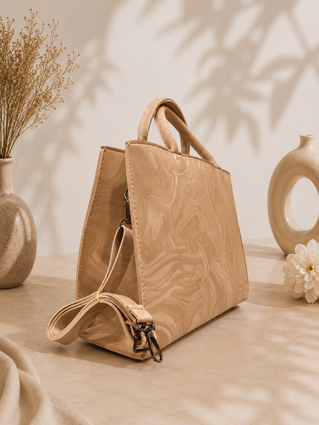 Nazakat Luxury Marble-Print Hand Bag