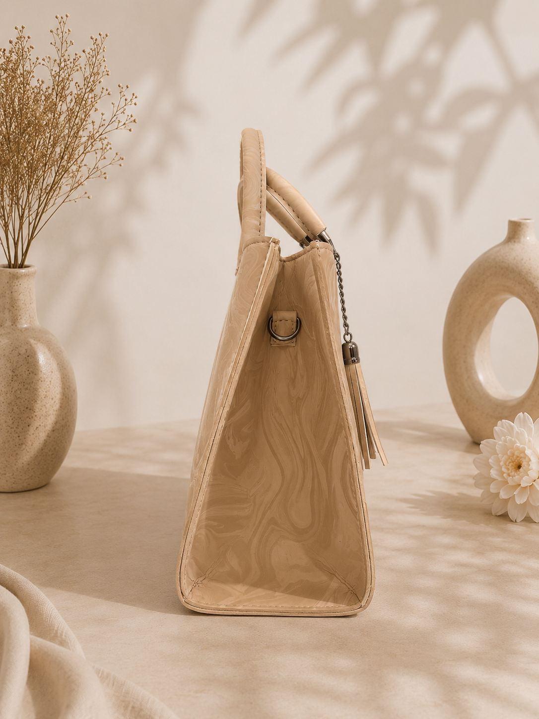Nazakat Luxury Marble-Print Hand Bag