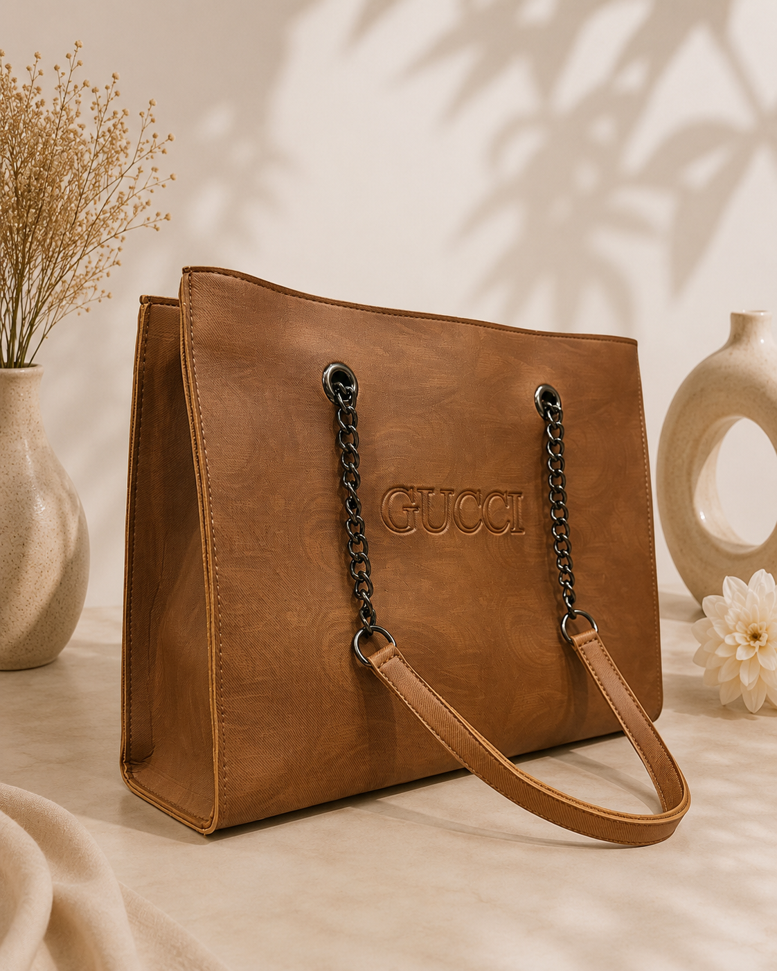 Gucci-Inspired Premium Chain Tote Bag