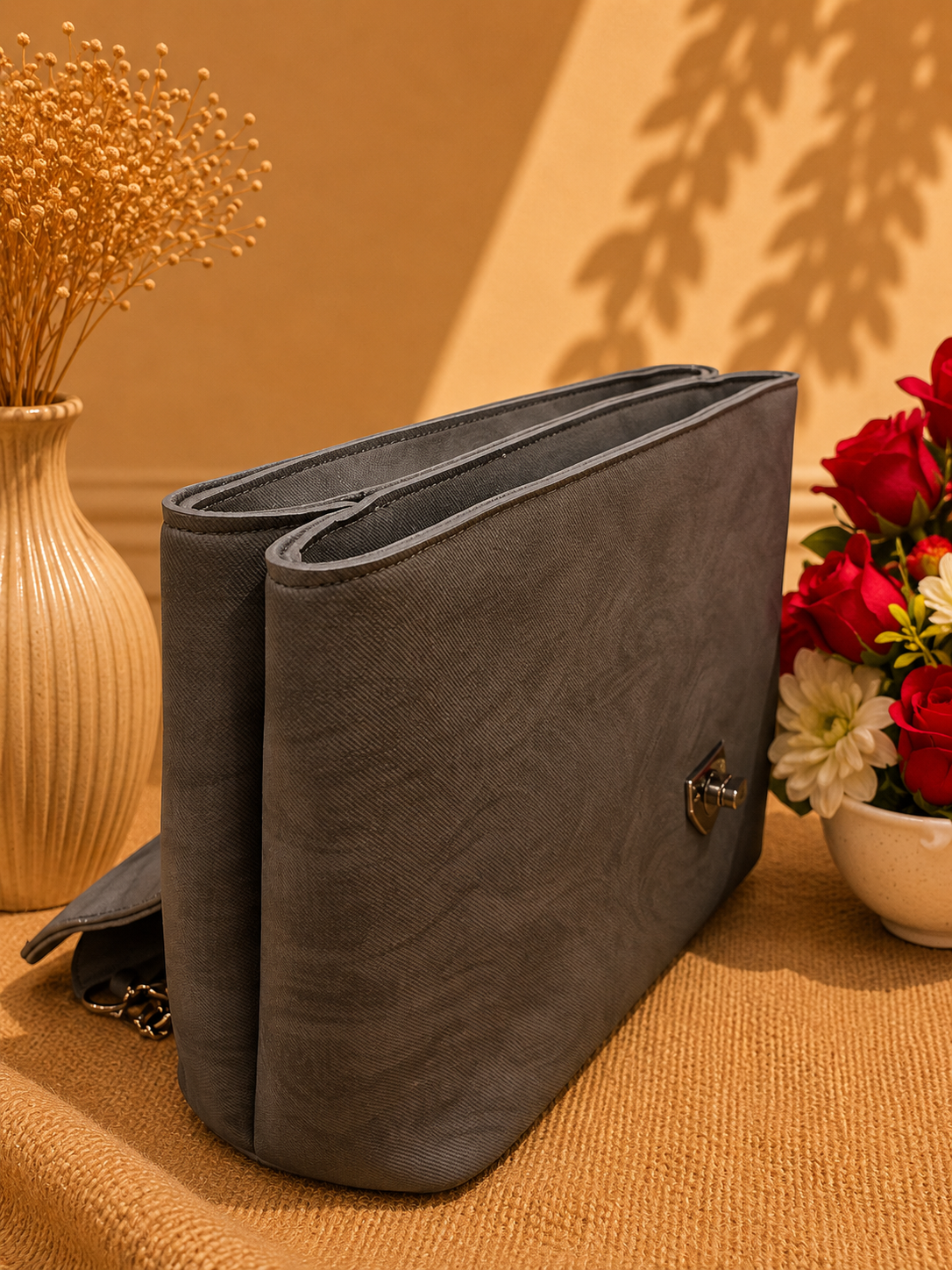 Vintage Lock Multi-Compartment Tote & Shoulder Bag