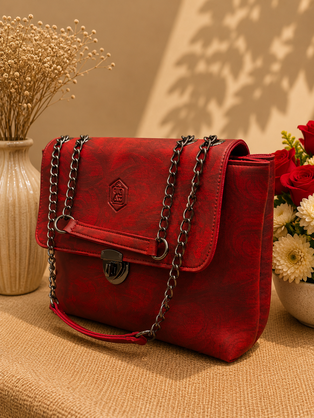 Vintage Lock Multi-Compartment Tote & Shoulder Bag