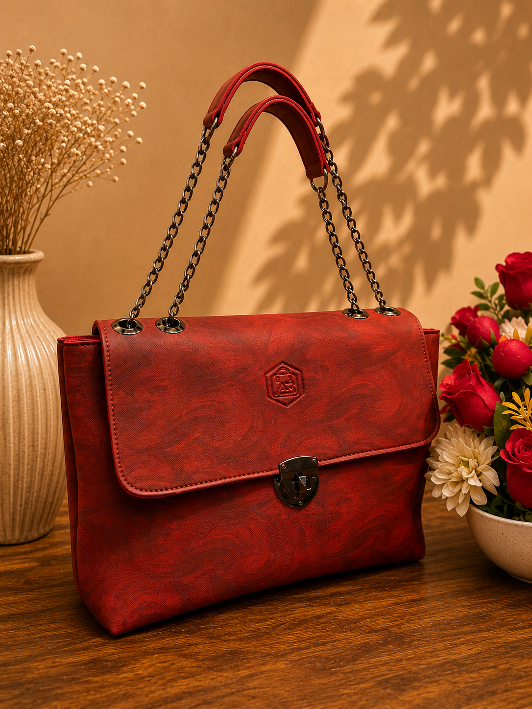 Vintage Lock Multi-Compartment Tote & Shoulder Bag