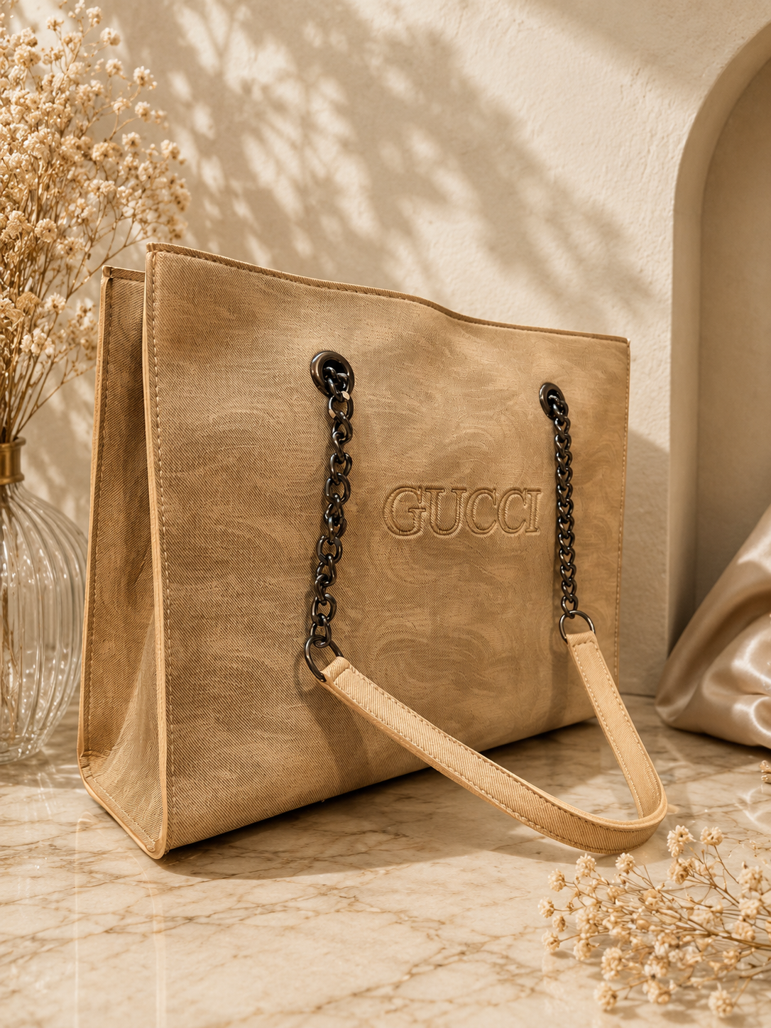 Gucci-Inspired Premium Chain Tote Bag