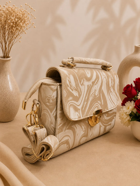 Marble Print Crossbody & Handbag – Timeless Elegance & Functionality