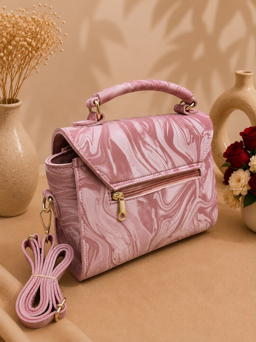 Marble Print Crossbody & Handbag – Timeless Elegance & Functionality