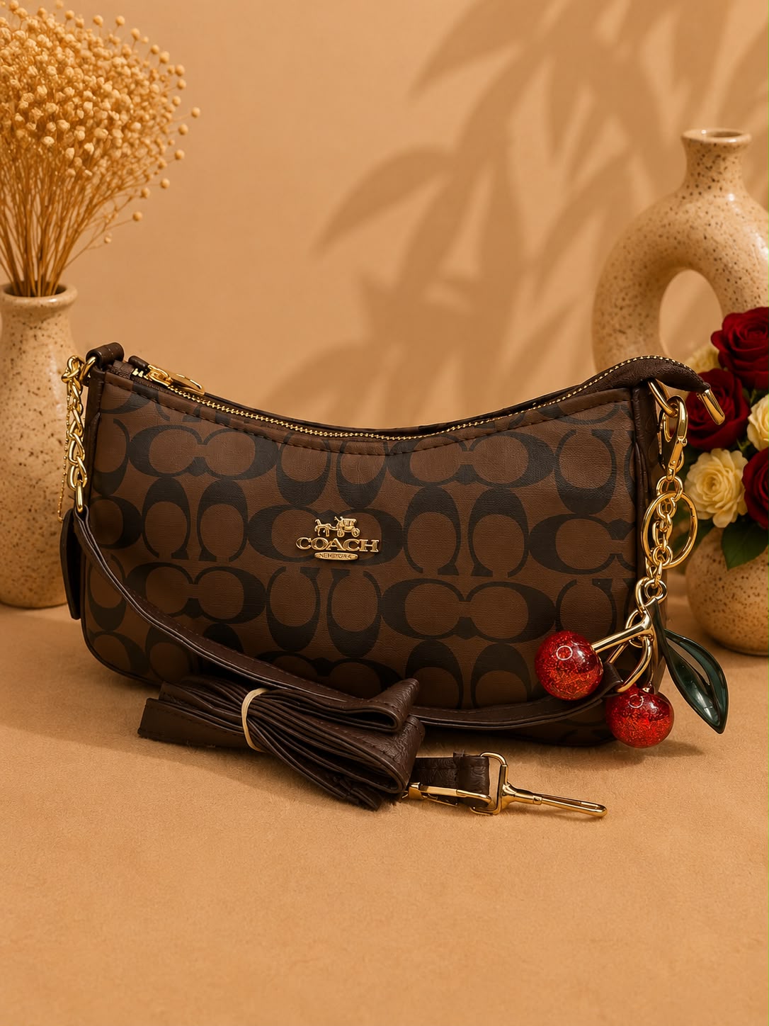 Coach Inspired Shoulder Bag(With Free Cherry Charm)