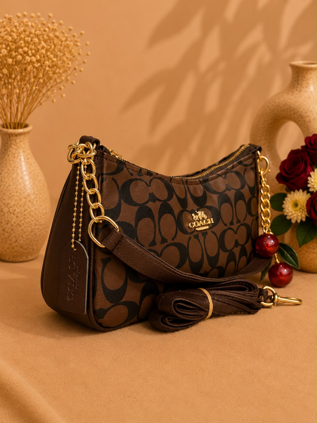 Coach Inspired Shoulder Bag(With Free Cherry Charm)
