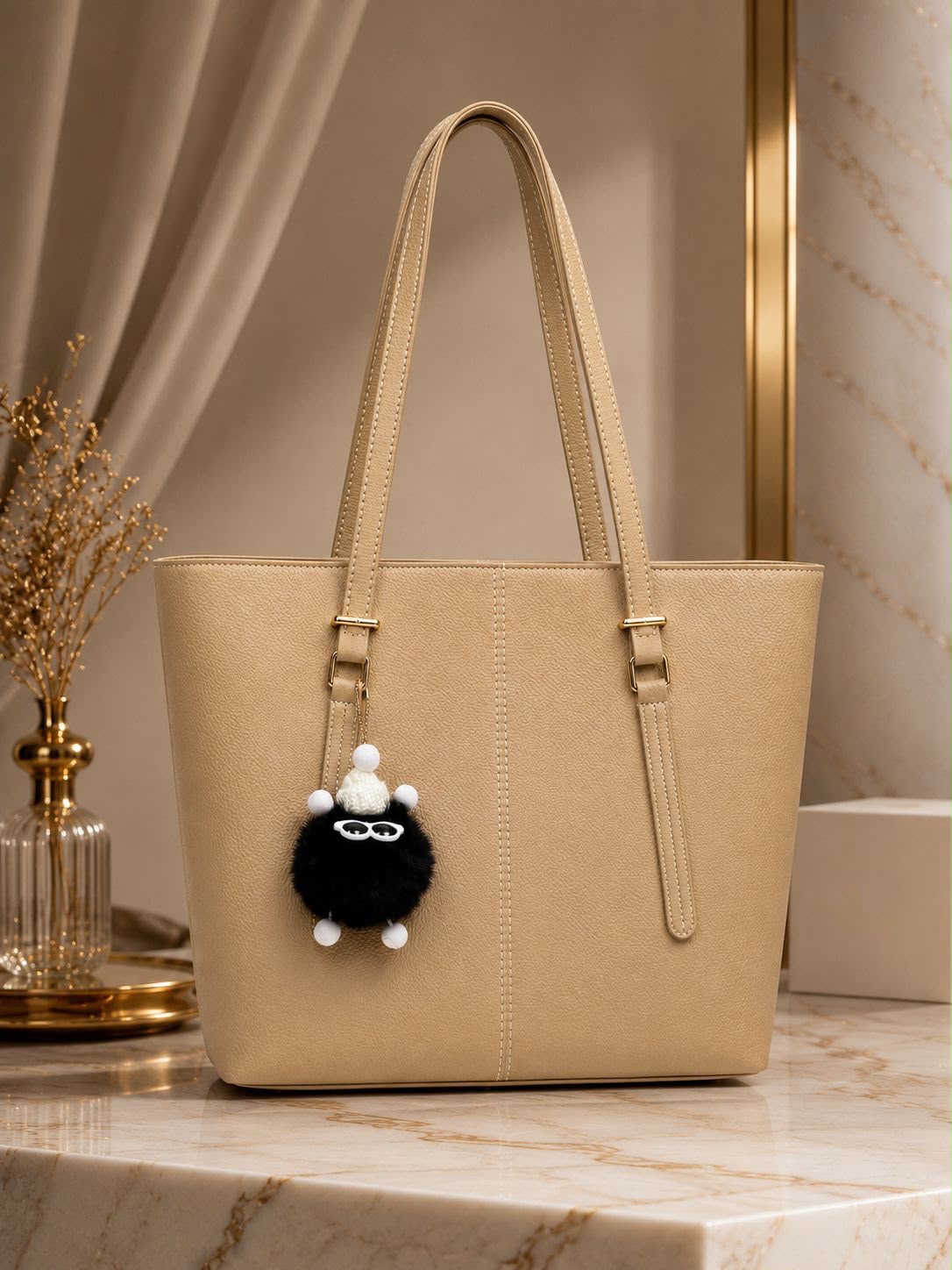 High Quality Tote Bag With Free Fur Keychain