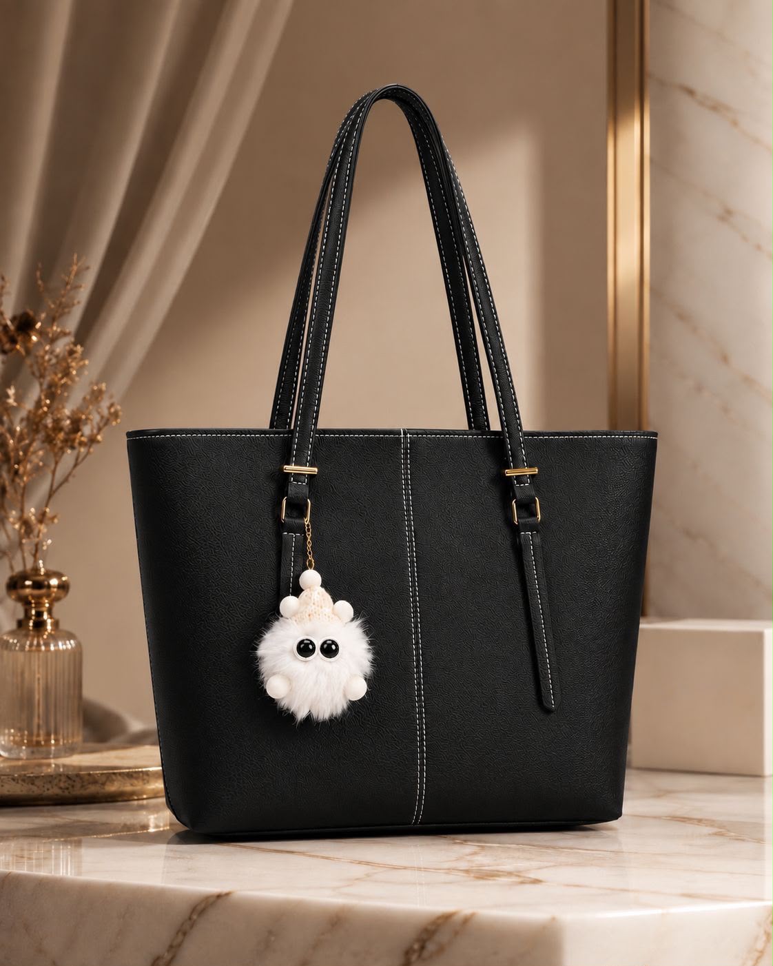 High Quality Tote Bag With Free Fur Keychain
