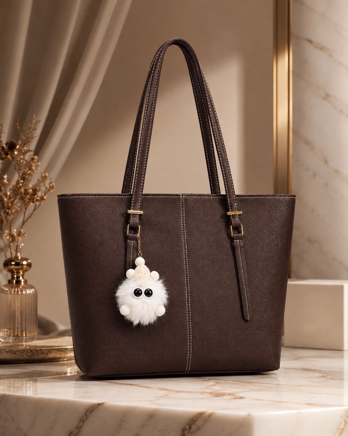 High Quality Tote Bag With Free Fur Keychain