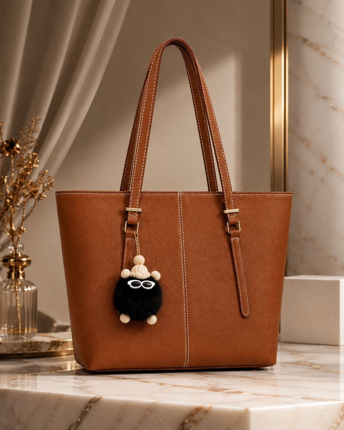 High Quality Tote Bag With Free Fur Keychain